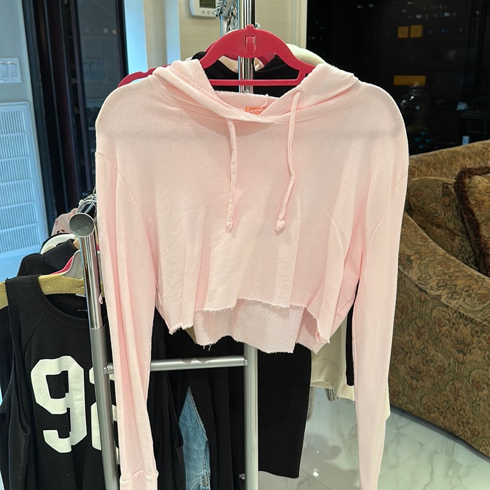 wishful thinking cropped light pink sweatshirt